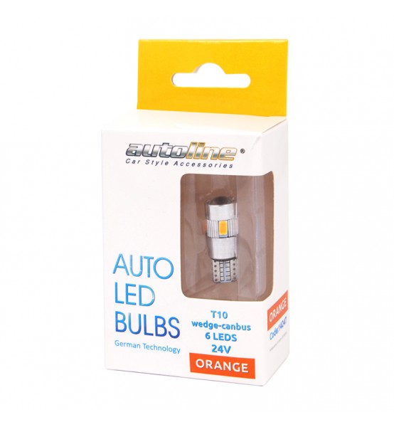Λάμπες LED T10 Wedge Canbus 24V Πορτοκαλί 2τμχ.