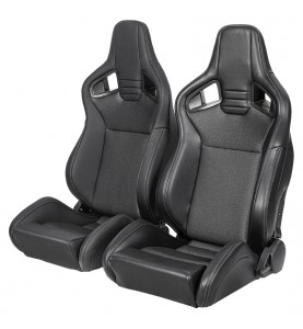 Κάθισμα Ανακλινόμενο Δερματίνη/Ύφασμα 1τμχ. Δεξί Μαύρο.