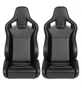 Κάθισμα Ανακλινόμενο Δερματίνη/Ύφασμα 1τμχ. Δεξί Μαύρο.