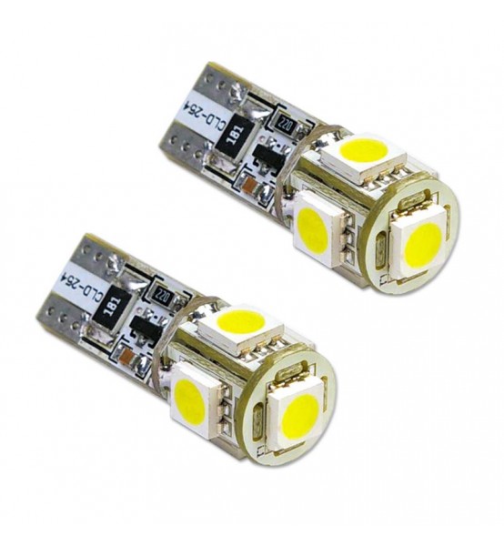 Λάμπες LED T10 Canbus 5 LED - Καρφί 2τμχ.