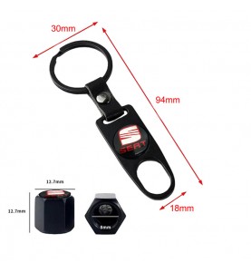 Καπάκια Βαλβίδων Αυτοκινήτου Με Μπρελόκ Seat 5τμχ