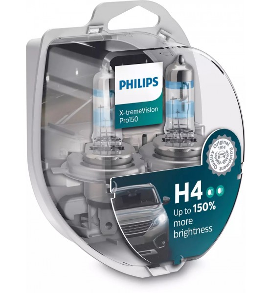 Λάμπες Αυτοκινήτου Philips H4 X-treme Vision Pro150 12V 60/55W Έως 150% Περισσότερο Φως 2τμχ.