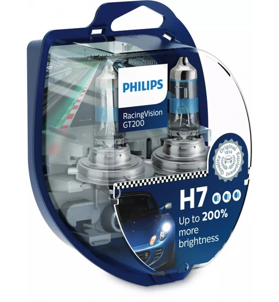 Λάμπες Αυτοκινήτου Philips Η7 Racing Vision GT200 12V 55W Έως 200% Περισσότερο Φως 2τμχ.