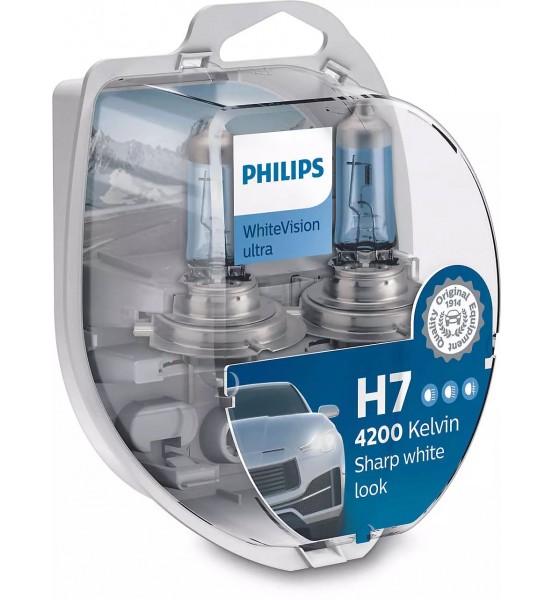 Λάμπες Αυτοκινήτου Philips H7 12V 55W White Vision Ultra 4200K και 60% Περισσότερο Φως 2τμχ.