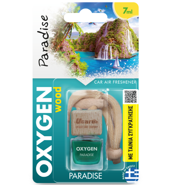 Αρωματικό Χώρου Αυτοκινήτου Κρεμαστό Σε Μπουκαλάκι Ucare Oxygen Wood Paradise 7ml.