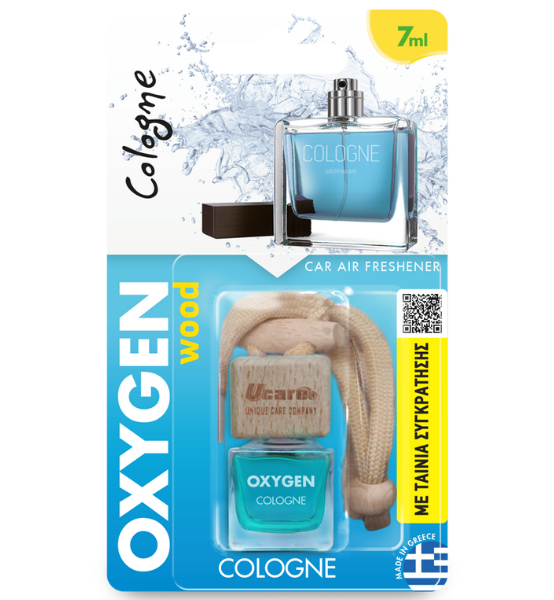 Αρωματικό Χώρου Αυτοκινήτου Κρεμαστό Σε Μπουκαλάκι Ucare Oxygen Wood Cologne 7ml.