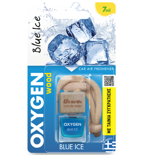 Αρωματικό Χώρου Αυτοκινήτου Κρεμαστό σε Μπουκαλάκι Ucare Oxygen Wood Blue Ice 7ml.
