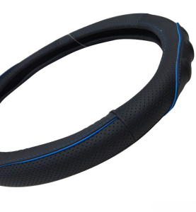 Κάλυμμα Τιμονιού Αυτοκινήτου Γνήσιο Δέρμα Medium 38cm 578 Μαύρο/Μπλε 1τμχ.