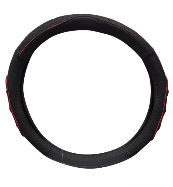 Κάλυμμα Τιμονιού Αυτοκινήτου Γνήσιο Δέρμα Medium 38cm 578 Μαύρο/Κόκκινο 1τμχ.