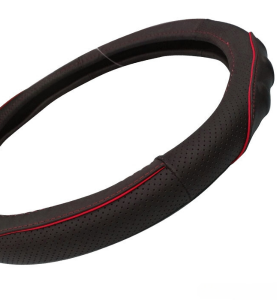 Κάλυμμα Τιμονιού Αυτοκινήτου Γνήσιο Δέρμα Medium 38cm 578 Μαύρο/Κόκκινο 1τμχ.