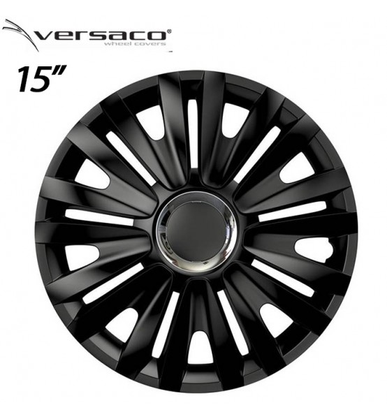 Τάσια Τροχών Αυτοκινήτου Versaco Royal RC 15" Μαύρο με Δαχτυλίδι Χρωμίου Σετ 4τμχ.
