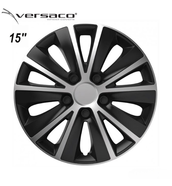 Τάσια Τροχών Αυτοκινήτου Versaco Rapide 15" Ασημί/Μαύρο Σετ 4τμχ.
