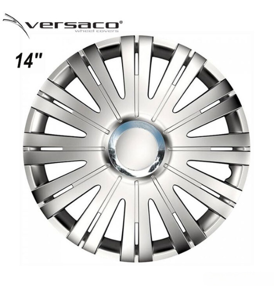 Τάσια Τροχών Αυτοκινήτου Versaco Active RC 14" Ασημί με Δαχτυλίδι Χρωμίου 4τμχ