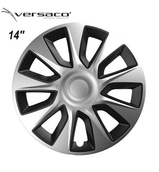 Τάσια Τροχών Αυτοκινήτου Versaco Stratos 14" Ασημί/Μαύρο 4τμχ.