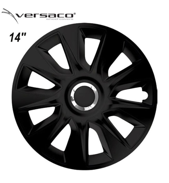 Τάσια Τροχών Αυτοκινήτου Versaco Stratos 14" Μαύρο με Δαχτυλίδι Χρωμίου 4τμχ