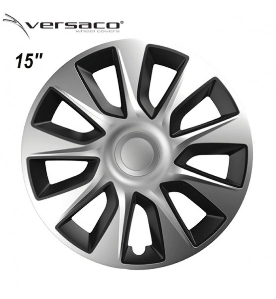 Τάσια Τροχών Αυτοκινήτου Versaco Stratos 15" Ασημί/Μαύρο 4τμχ.