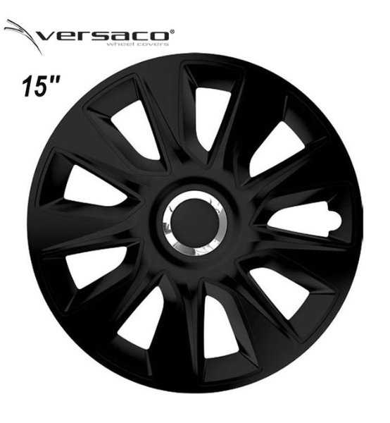 Τάσια Τροχών Αυτοκινήτου Versaco Stratos 15" RC Μαύρο με Δαχτυλίδι Χρωμίου 4τμχ.