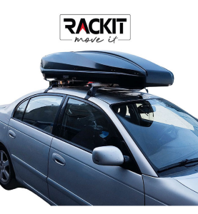Μπαγκαζιέρα Οροφής Αυτοκινήτου Μαύρη Γυαλιστερή Με Διπλό Άνοιγμα & Quick Fix Τοποθέτηση Rackit Star 480lt