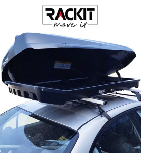 Μπαγκαζιέρα Οροφής Αυτοκινήτου Μαύρη Γυαλιστερή Με Διπλό Άνοιγμα & Quick Fix Τοποθέτηση Rackit Star 480lt