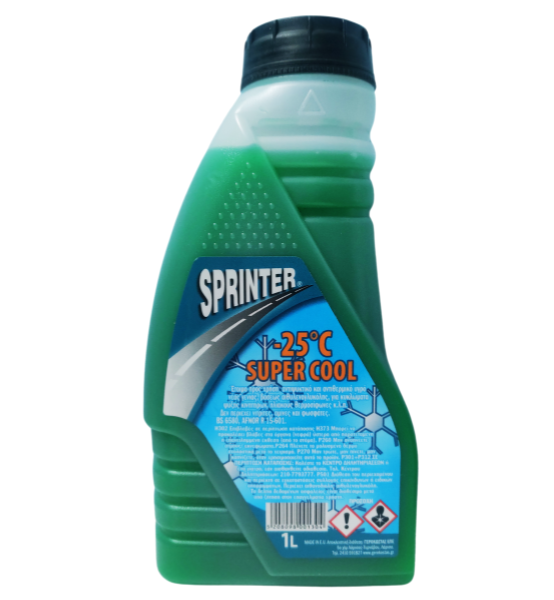 Αντιψυκτικό Υγρό Παραφλού Έτοιμο Προς Χρήση Πράσινο Sprinter -25℃ Super Cool 1L.