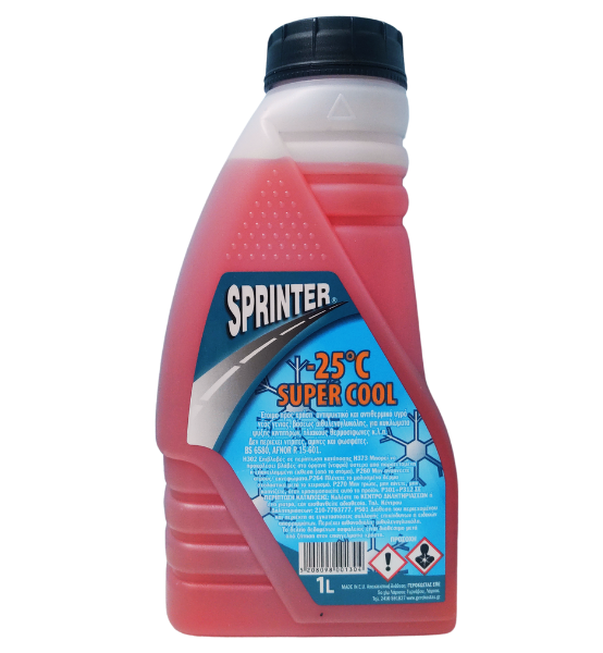 Αντιψυκτικό Υγρό Παραφλού Έτοιμο Προς Χρήση Κόκκινο Sprinter -25℃ Super Cool 1L.