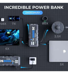 Φορητός Εκκινητής Μπαταρίας Αυτοκινήτου 12V με Power Bank / USB / Φακό Topdon JumpSurge 3000