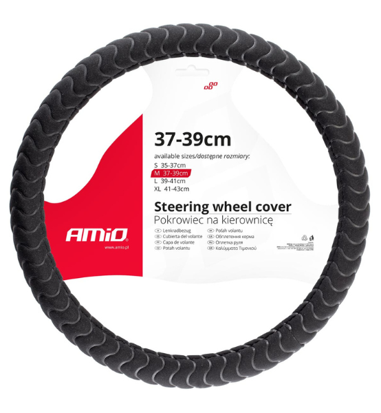 Κάλυμμα Τιμονιού Αυτοκινήτου Μαύρο AMiO SWC Medium 37-39cm 1τμχ.