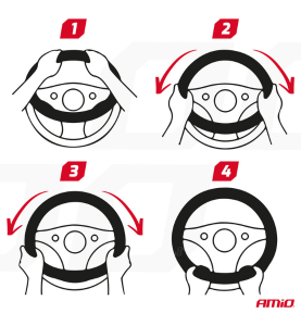 Κάλυμμα Τιμονιού Αυτοκινήτου Μαύρο AMiO SWC Medium 37-39cm 1τμχ.