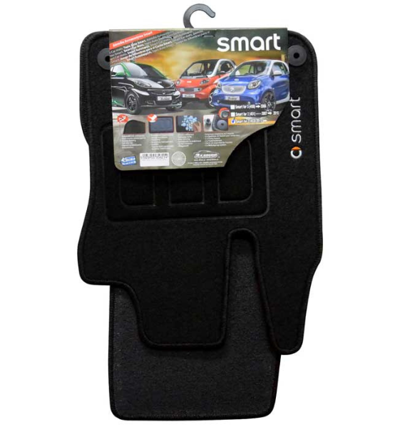 Σετ Πατάκια Αυτοκινήτου Μοκέτα Μαύρο για Smart Fortwo 453 2τμχ.