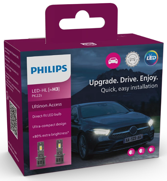 Λάμπες Αυτοκινήτου LED Philips Ultinon Access H3 PK22s 12V 13W - 2τμχ.