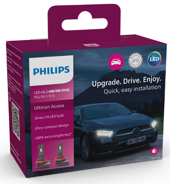 Λάμπες Αυτοκινήτου LED Philips Ultinon Access H8/H9/H16 PGJ19-1/3/5 12V 20W - 2τμχ.