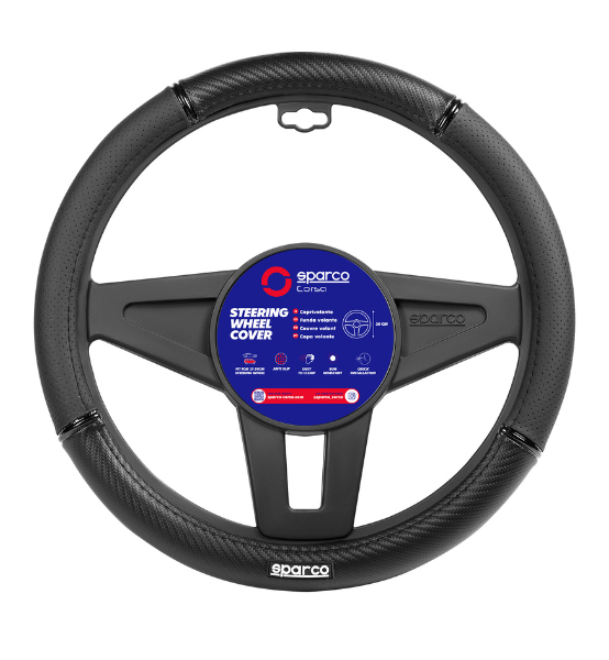 Κάλυμμα Τιμονιού Μαύρο 38cm Sparco SWC PVC & Rubber 1τμχ.