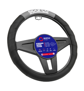 Κάλυμμα Τιμονιού Αυτοκινήτου Μαύρο / Γκρι 38cm Sparco SWC PU 1τμχ.