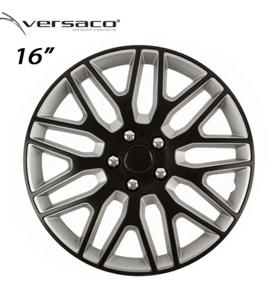 Τάσια Τροχών Αυτοκινήτου Versaco Dakar NC 16" Μαύρο/Ασημί με Μπουλόνια Χρωμίου 4τμχ.