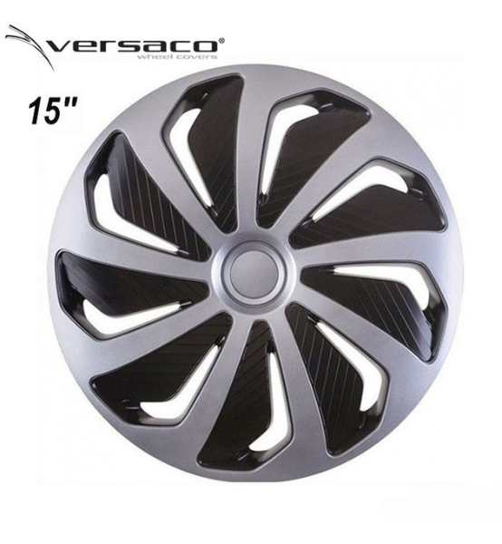 Τάσια Τροχών Αυτοκινήτου Versaco Wind 15" Ασημί/Μαύρο 4τμχ.