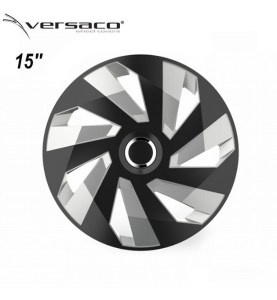 Τάσια Τροχών Αυτοκινήτου Versaco Vector RC 15" Μαύρο/Ασημί με Δαχτυλίδι Χρωμίου 4τμχ.