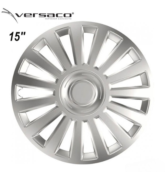 Τάσια Τροχών Αυτοκινήτου Versaco Luxury 15" Ασημί 4τμχ.