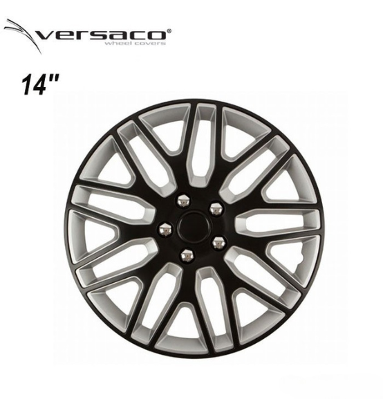 Τάσια Τροχών Αυτοκινήτου Versaco Dakar NC 14" Μαύρο/Ασημί με Μπουλόνια Χρωμίου 4τμχ.