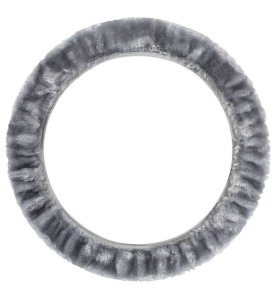 Κάλυμμα Τιμονιού Αυτοκινήτου Συνθετική Γούνα Γκρι 36-42cm Lampa Fancy Plush 1τμχ.