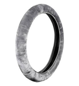 Κάλυμμα Τιμονιού Αυτοκινήτου Συνθετική Γούνα Γκρι 36-42cm Lampa Fancy Plush 1τμχ.