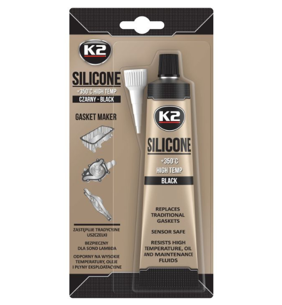 Σιλικόνη Στεγανοποίησης Υψηλών Θερμοκρασιών Μαύρη K2 Silicone Black High-Temp +350°C 85gr