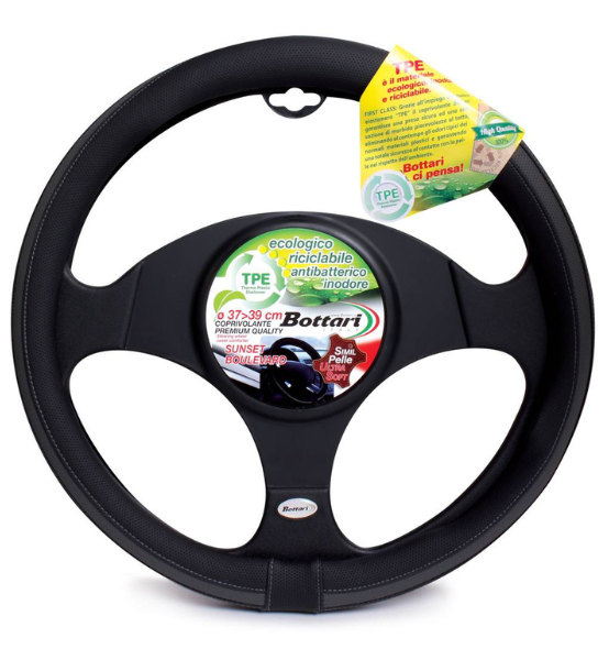 Κάλυμμα Τιμονιού Αυτοκινήτου Μαύρο/Γκρι 37-39cm Bottari Sunset Boulevard 1τμχ.