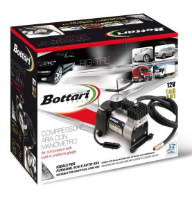 Φορητό Κομπρεσέρ Αέρα με Μανόμετρο και Αντάπτορες Bottari Big-Tire 150PSI 12V