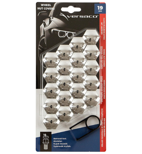 Καπάκια για Μπουλόνια Τροχού Χρωμίου 19mm Versaco Wheel Nut Covers 20τμχ