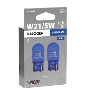 Λάμπες Αυτοκινήτου Διπολικές Ακάλυκες 12V W21/5W με Μπλε Γυαλί Λευκό Φως Σετ 2τμχ.