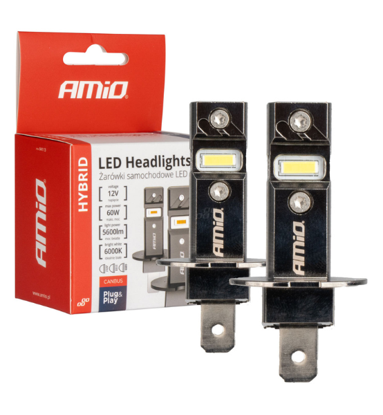 LED Λάμπες Αυτοκινήτου AMiO Hybrid Series H3 12V 60W 6000K 5600lm Canbus 2τμχ.