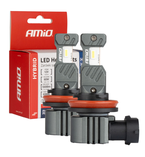 Λάμπες Αυτοκινήτου LED H8 H9 H11 H16 12V 60W 5600lm 6000K Canbus AMiO Hybrid Series 2τμχ.
