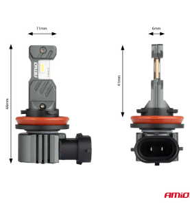 Λάμπες Αυτοκινήτου LED H8 H9 H11 H16 12V 60W 5600lm 6000K Canbus AMiO Hybrid Series 2τμχ.