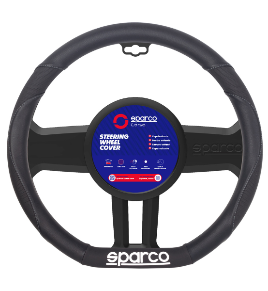 Κάλυμμα Τιμονιού Αυτοκινήτου με Επίπεδη Βάση Μαύρο Sparco D-Type Steering Wheel Cover 1τμχ.