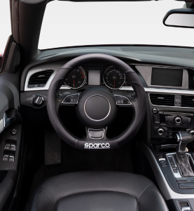 Κάλυμμα Τιμονιού Αυτοκινήτου με Επίπεδη Βάση Μαύρο Sparco D-Type Steering Wheel Cover 1τμχ.